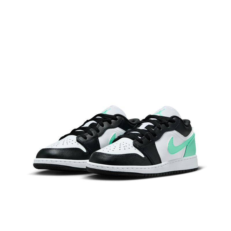 Air Jordan 1 Low Big Kids' Shoes (GS) 'White/Black/Green Glow'