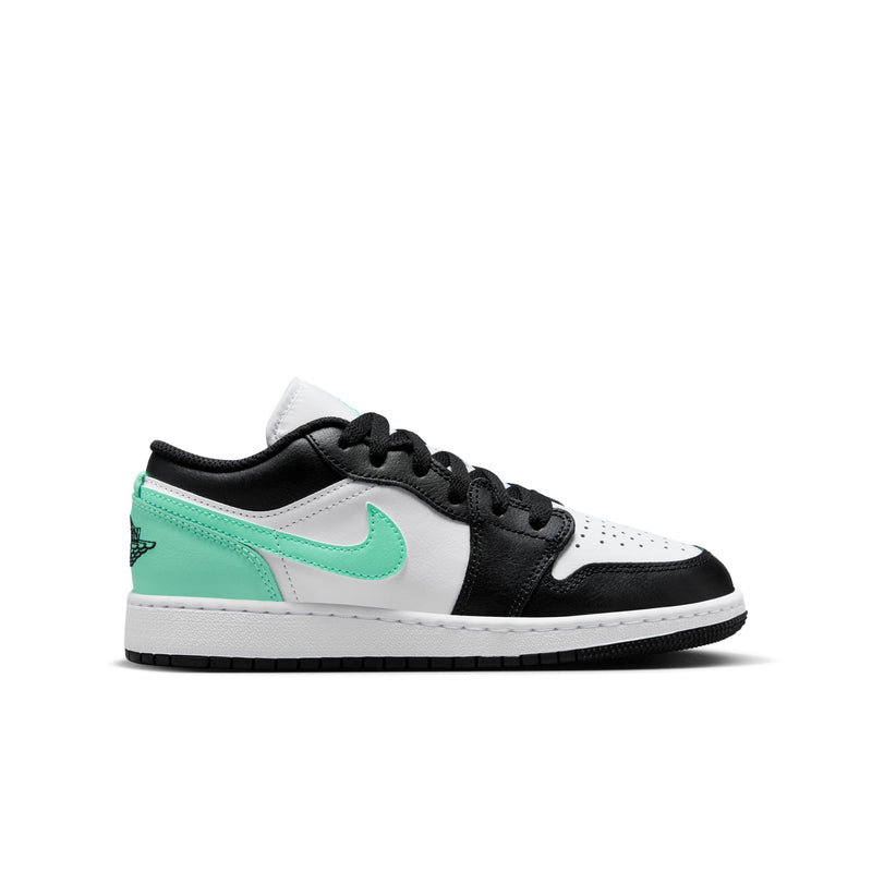 Air Jordan 1 Low Big Kids' Shoes (GS) 'White/Black/Green Glow'