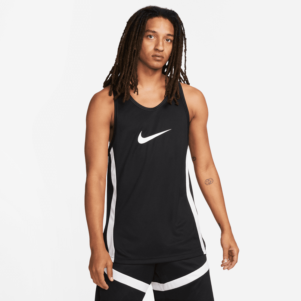 Nike Icon Men s Dri FIT Basketball Jersey Black White Bouncewear