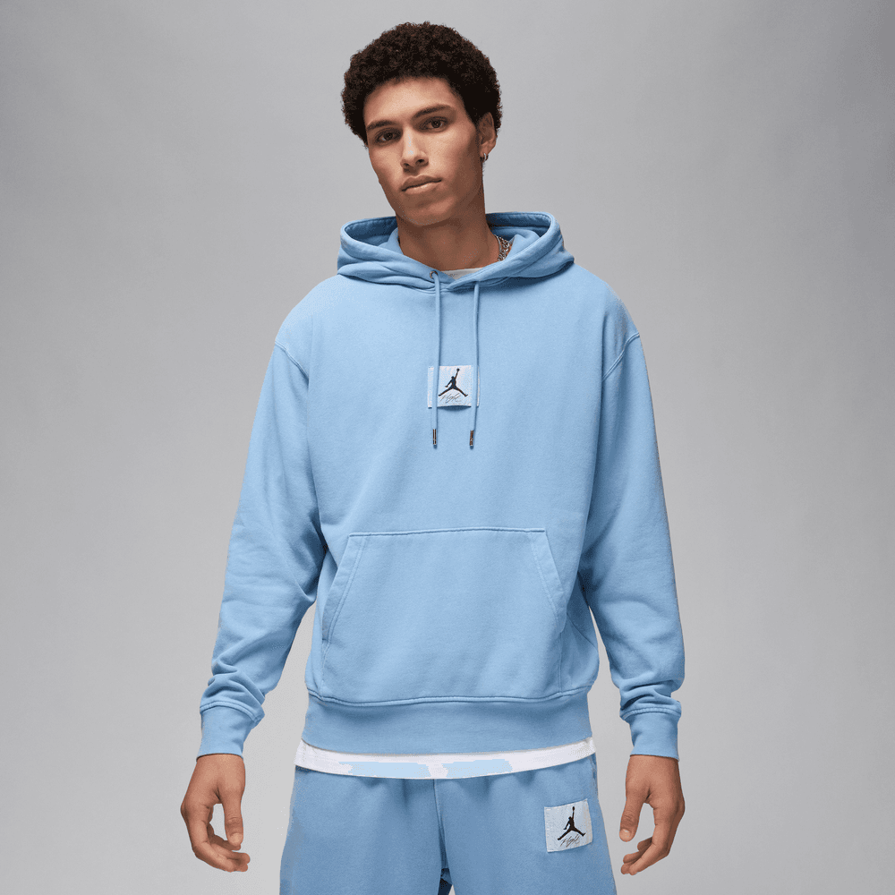 Jordan Essentials Men s Statement Fleece Washed Pullover Hoodie Blue Bouncewear