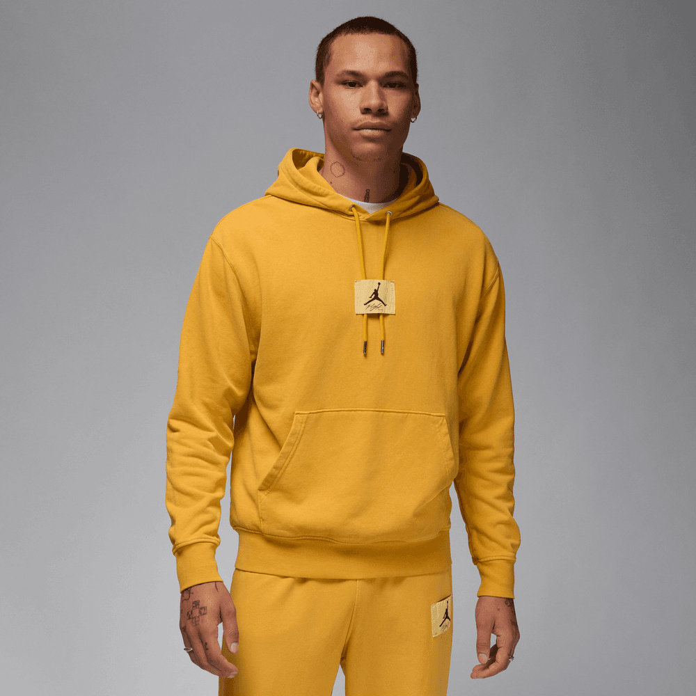 Jordan Essentials Men s Statement Fleece Washed Pullover Hoodie Yello Bouncewear