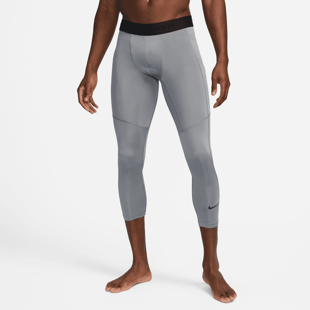 Nike Pro Men s Dri FIT 3 4 Length Fitness Tights Grey Black Bouncewear