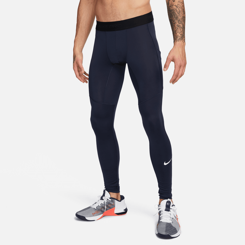 Nike Pro Men s Dri FIT Fitness Tights Obsidian White Bouncewear