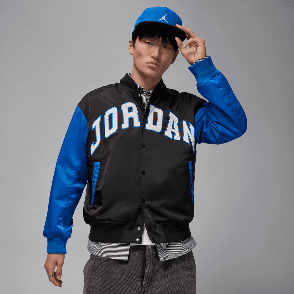 Jordan Brooklyn Men's Collegiate Varsity Jacket 'Black/Sport Blue