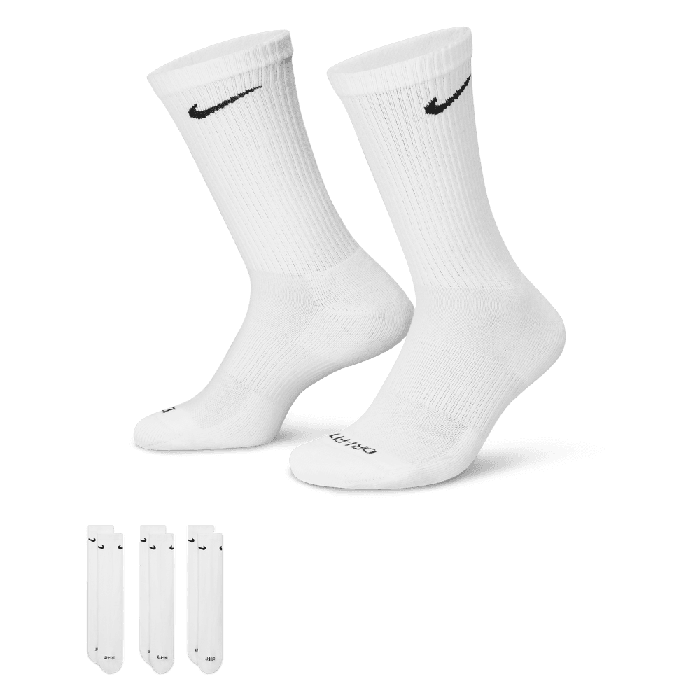 Nike Everyday Plus Cushioned Training Crew Socks 3 Pairs White Blac Bouncewear