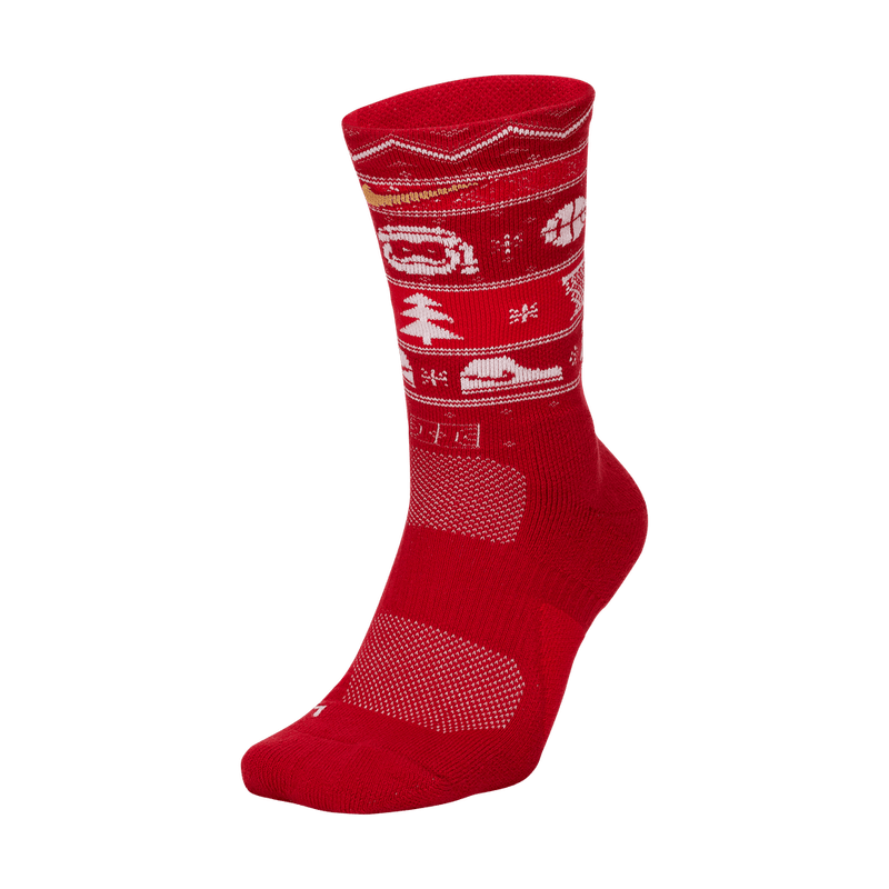 Nike Elite Christmas Crew Socks 'Red/White/Gold'