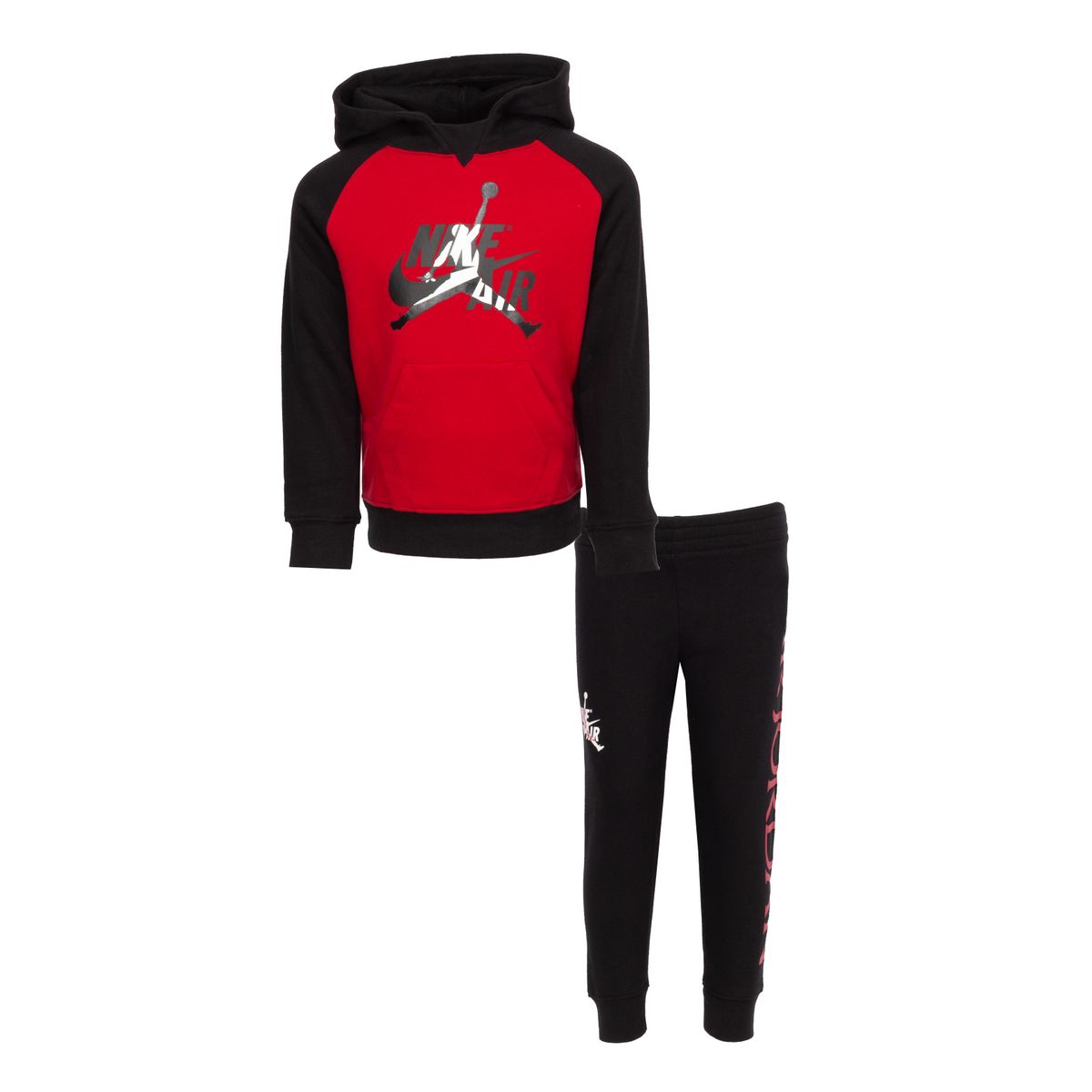 Jordan Kids Classic Pullover Fleece Jogger Set 'Black/Red