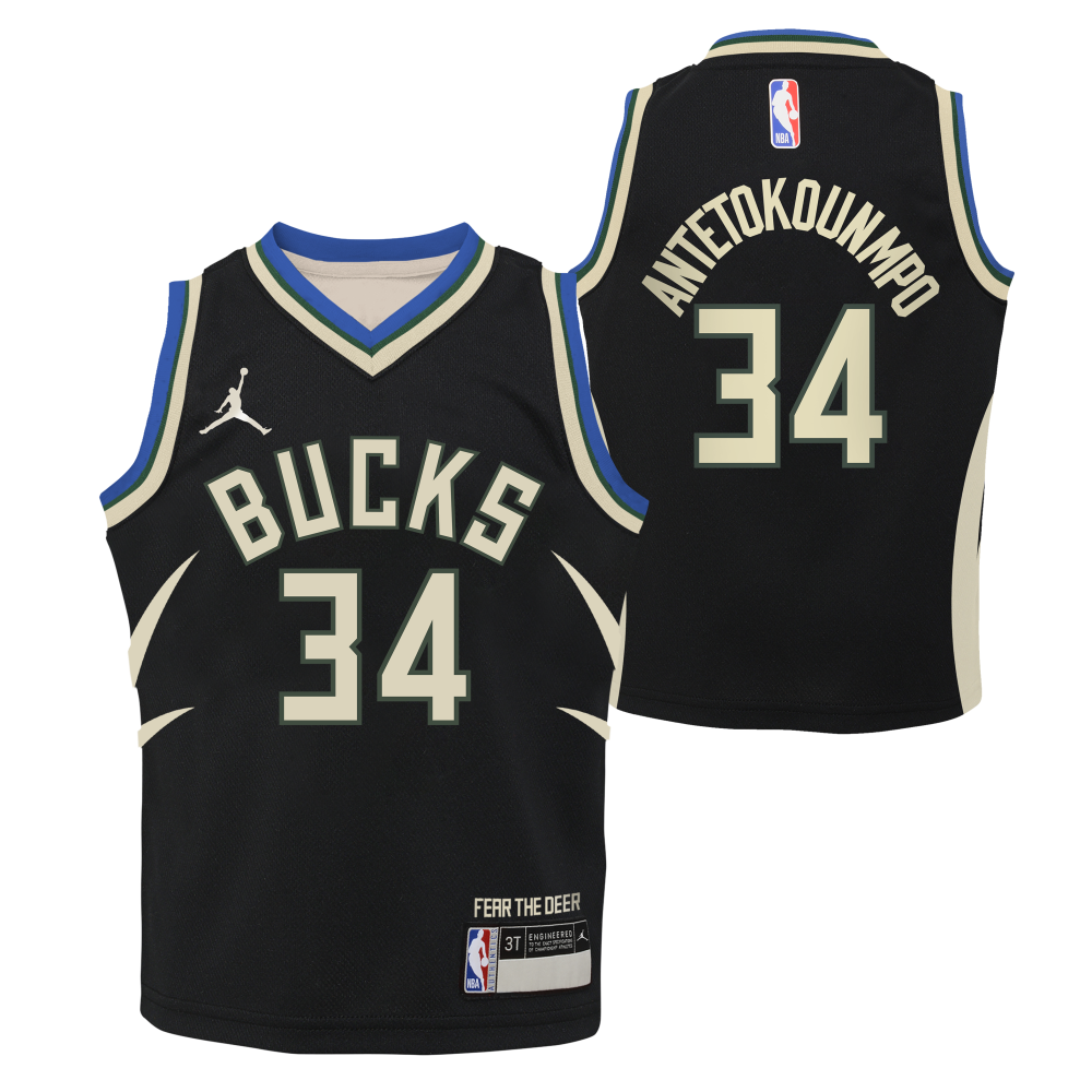 Giannis Antetokounmpo Icon Replica Jersey Milwaukee Bucks Jordan NBA (0-7 years) 'Black'