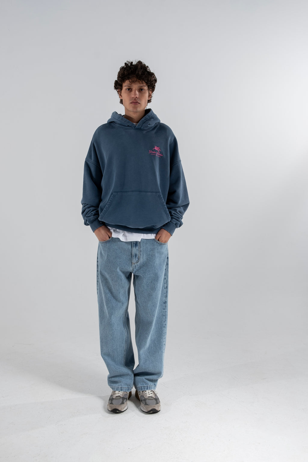 Goodies Sportive Wide Leg Stone Washed Jeans Denim Pants