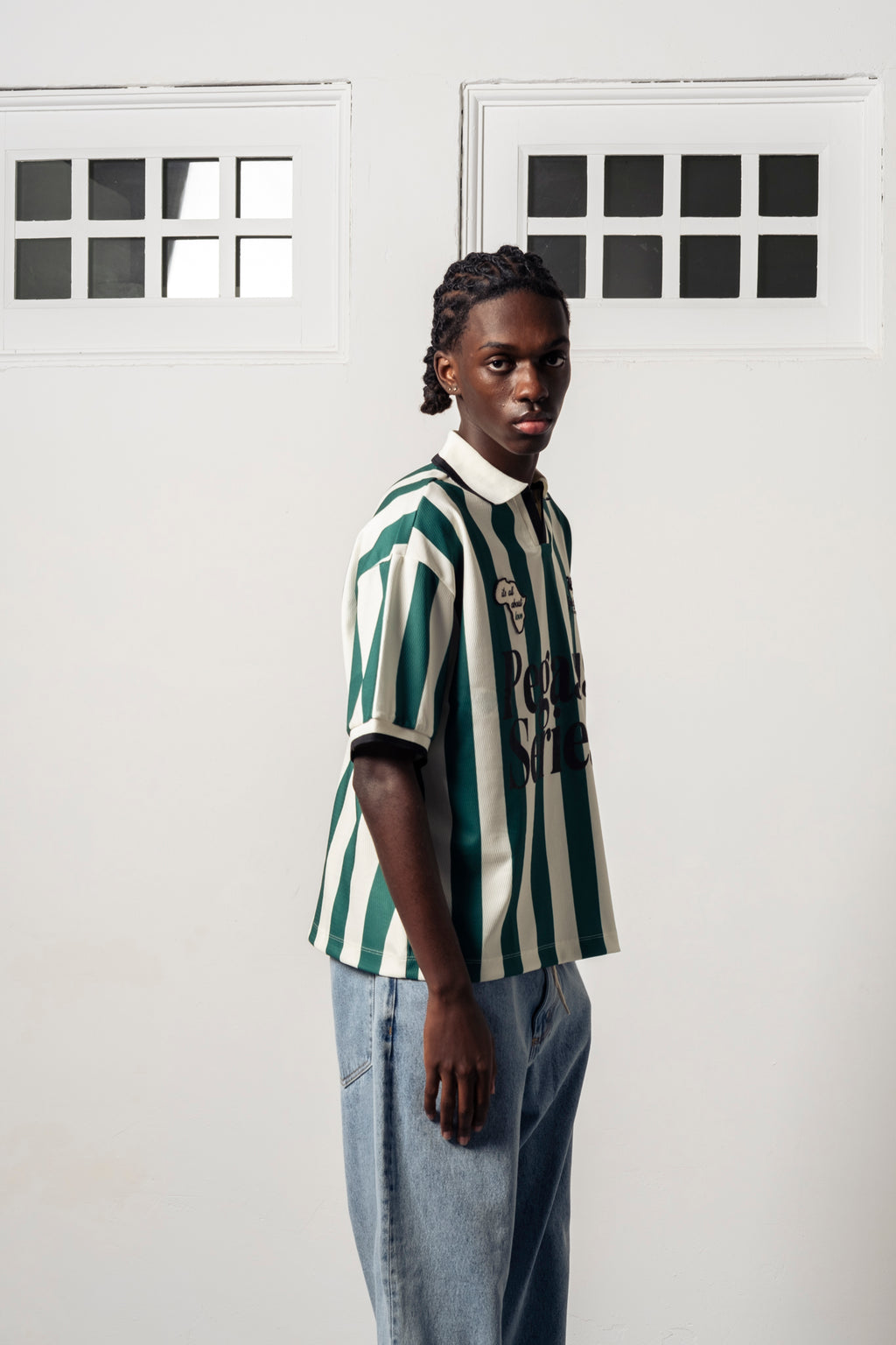 Goodies Sportive About Love Football Tee T-shirt 'Green/Ecru'