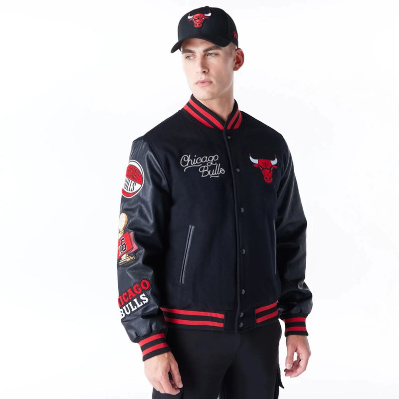 New Era NBA Patch Chicago Bulls Men's Jacket 'Black/Red'