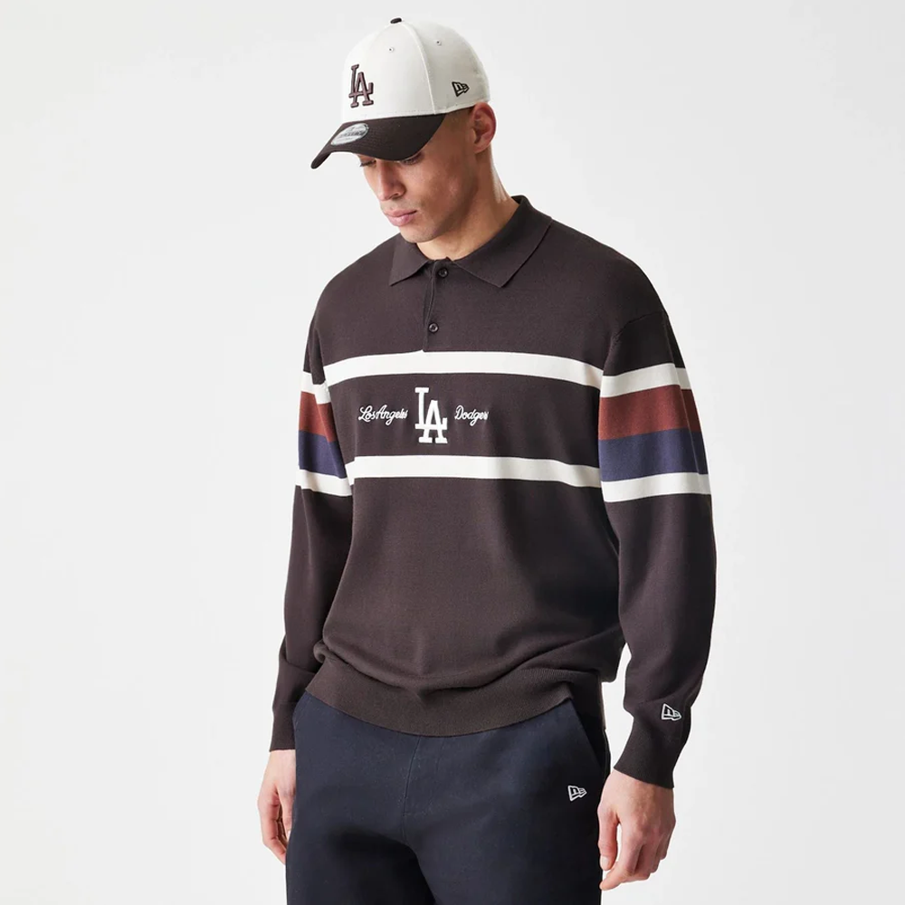 New Era LA Dodgers MLB Knit Brown Rugby Shirt