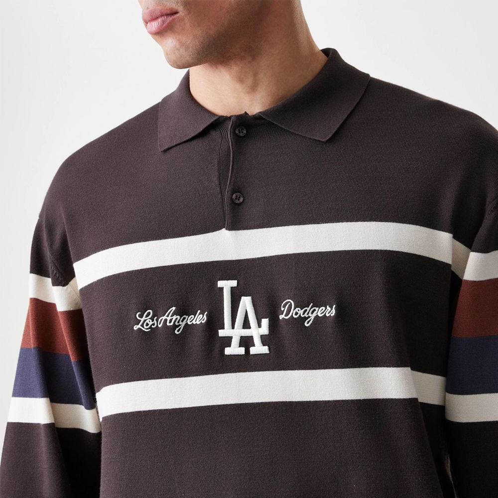 New Era LA Dodgers MLB Knit Brown Rugby Shirt