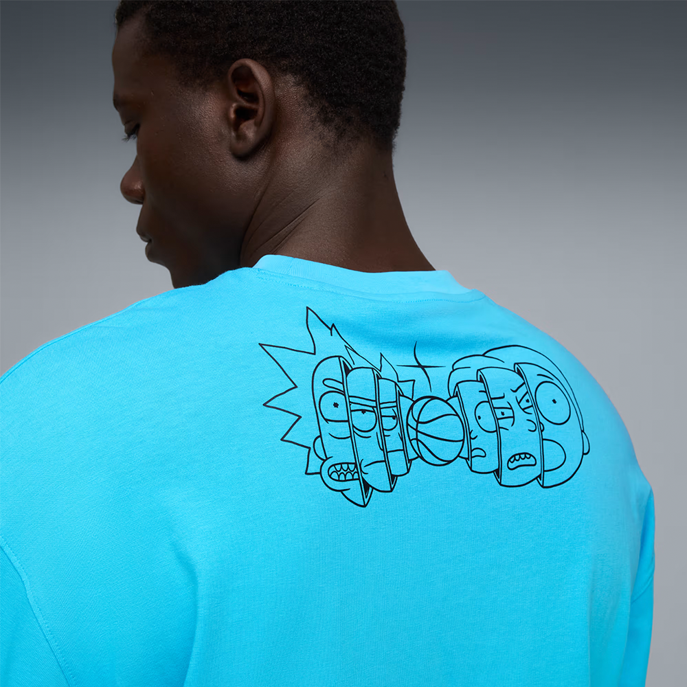 Puma Hoops x Rick And Morty Long Sleeve Basketball Tee T-shirt 'Bright Aqua'
