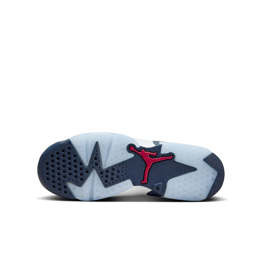 Air Jordan 6 Retro "White and Midnight Navy" Big Kids' Shoes (GS) 'White/Navy/Red'