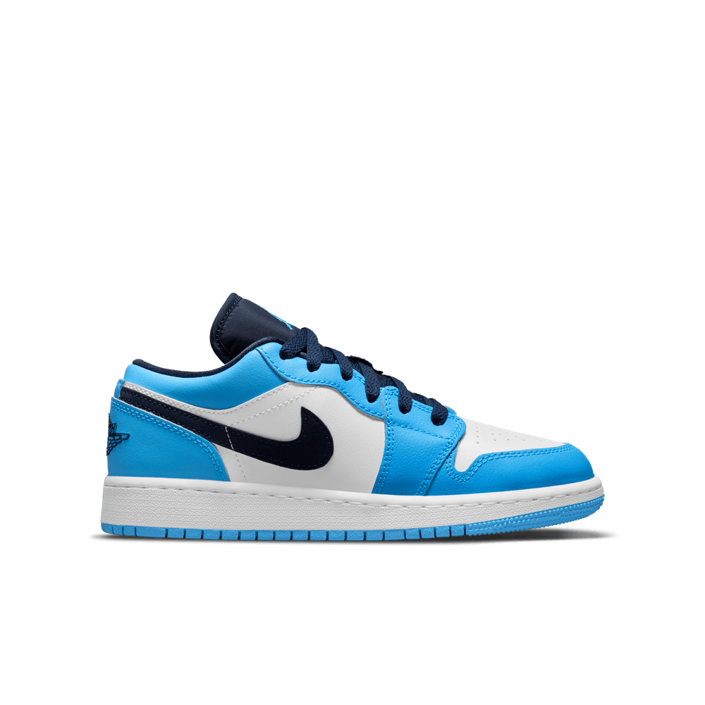 Air Jordan 1 Low Big Kids' Shoes (GS) 'White/Powder Blue/Black'