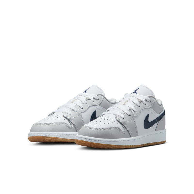 Air Jordan 1 Low Big Kids' Shoes (GS) 'White/Navy/Grey'