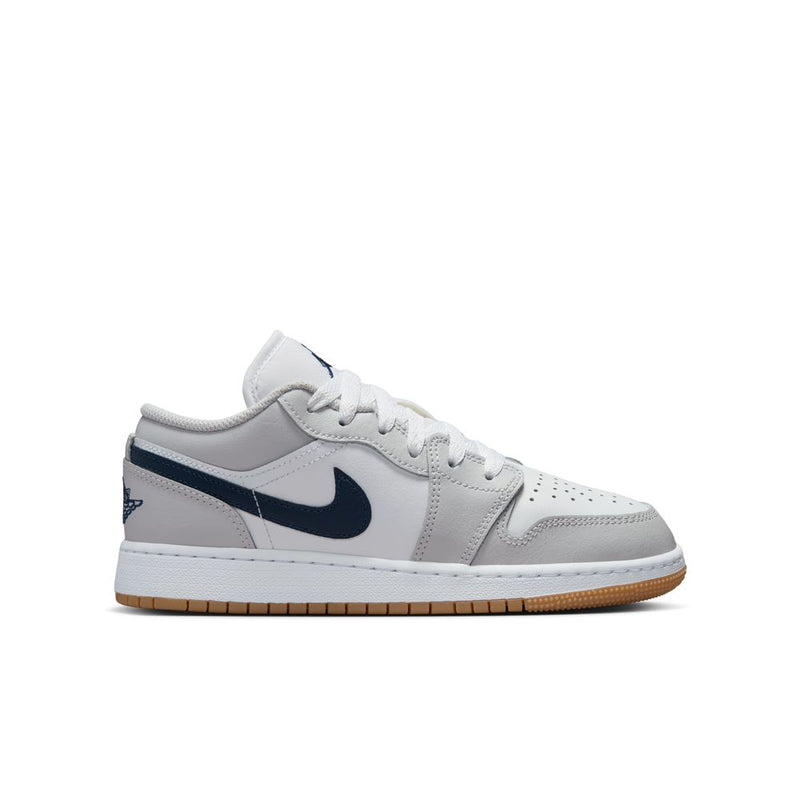 Air Jordan 1 Low Big Kids' Shoes (GS) 'White/Navy/Grey'