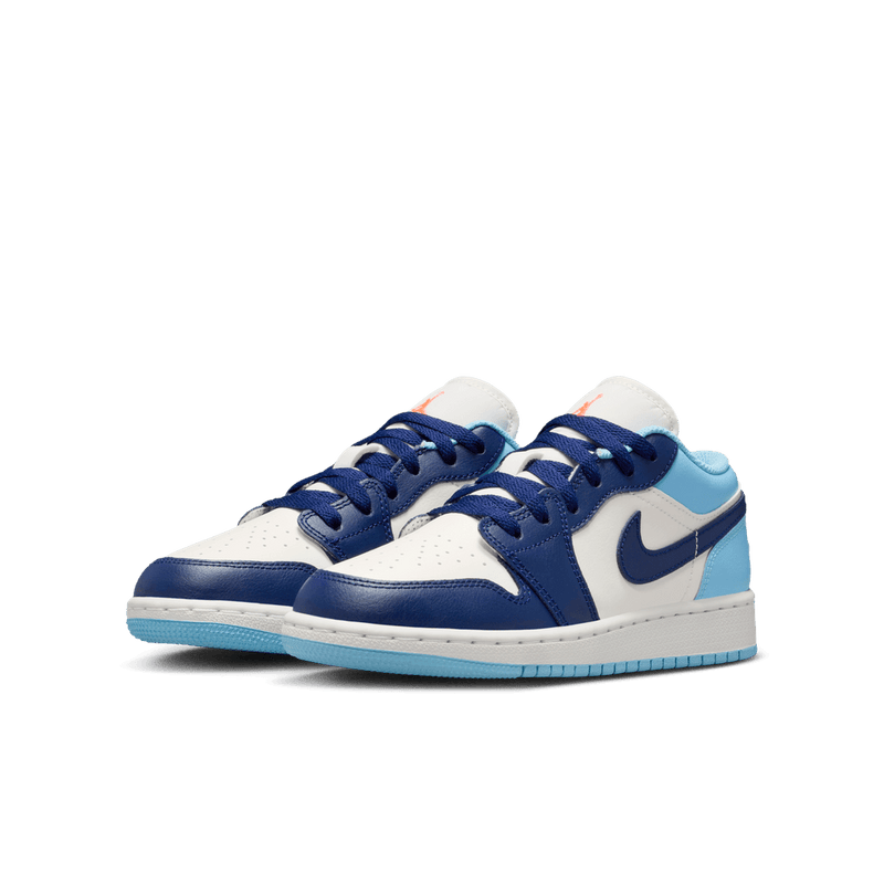 Air Jordan 1 Low Big Kids' Shoes (GS) 'Sail/Blue Void/Lava'
