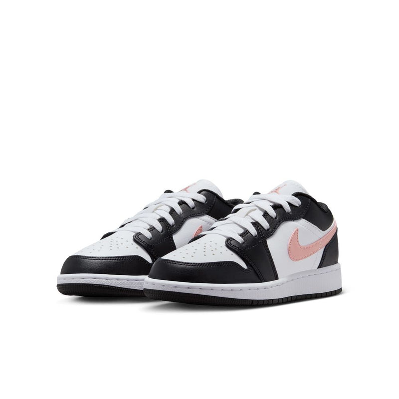 Air Jordan 1 Low Big Kids' Shoes (GS) 'White/Pink/Black'