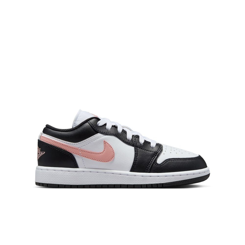 Air Jordan 1 Low Big Kids' Shoes (GS) 'White/Pink/Black'