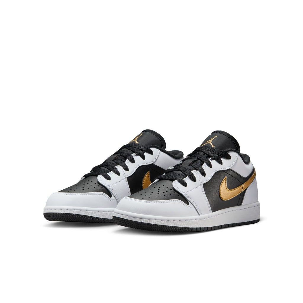 Air Jordan 1 Low Big Kids' Shoes (GS) 'White/Gold/Black'