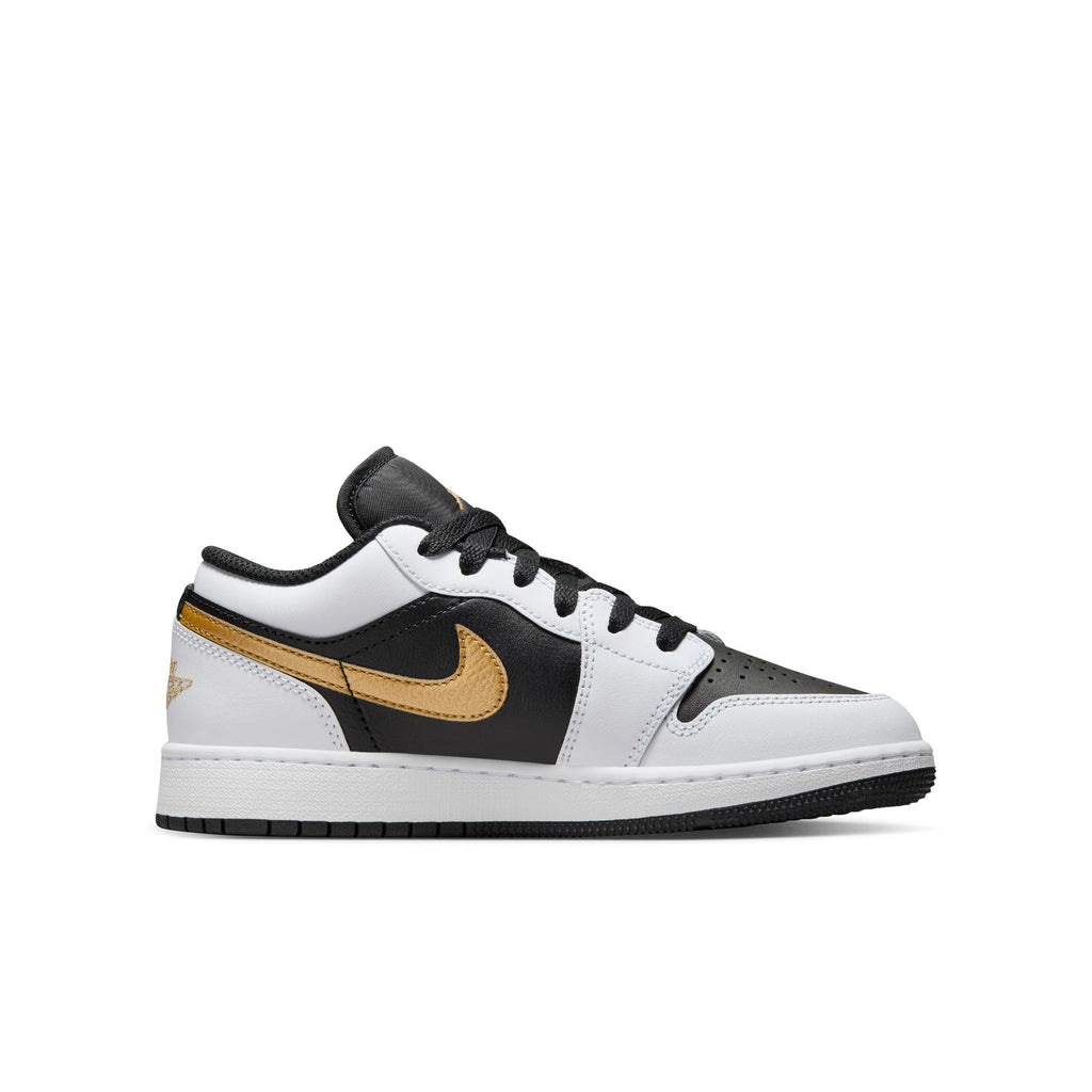 Air Jordan 1 Low Big Kids' Shoes (GS) 'White/Gold/Black'