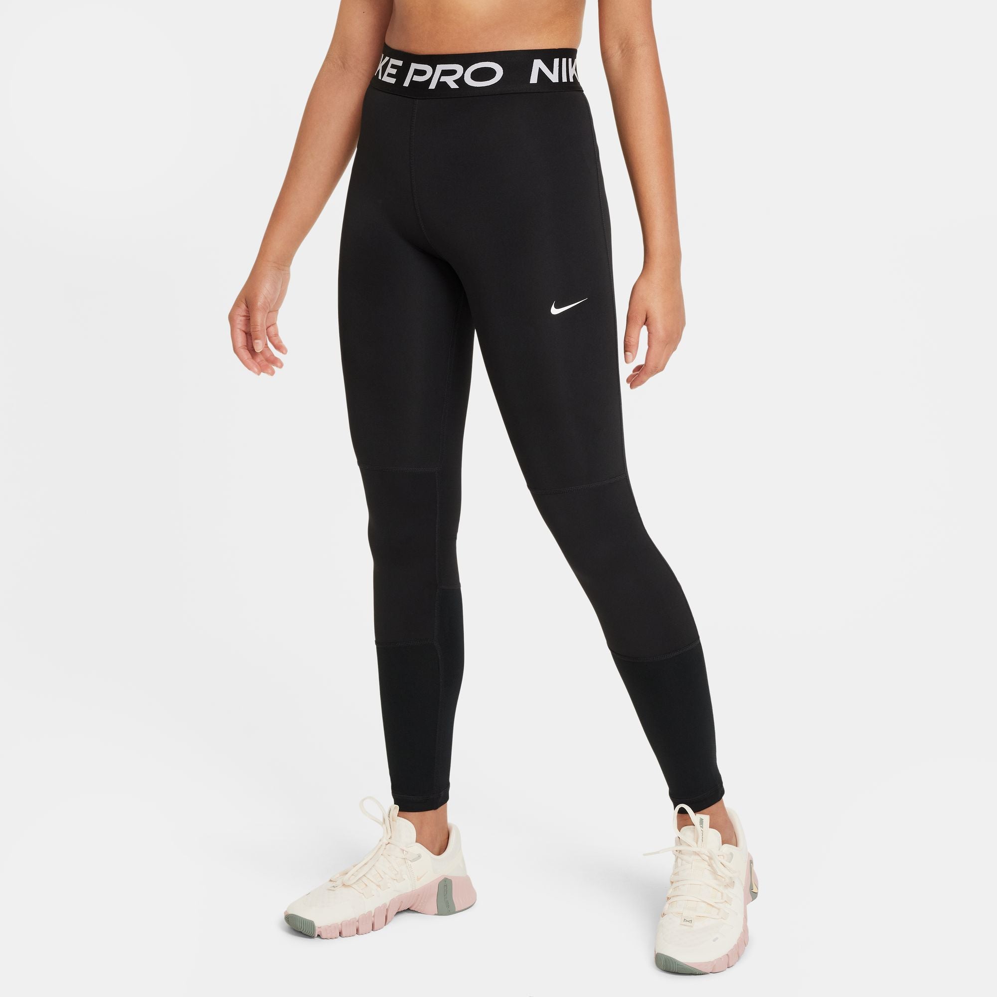 Nike Pro Dri-FIT Big Kids' (Girls') Leggings 'Black/White