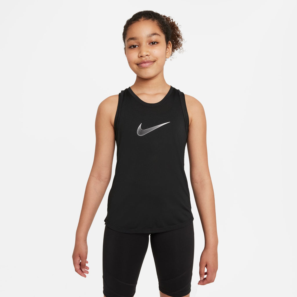 Nike One Big Kids' (Girls') Dri-FIT Training Tank 'Black/White'