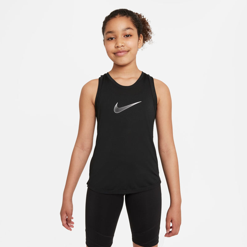 Nike One Big Kids' (Girls') Dri-FIT Training Tank 'Black/White'