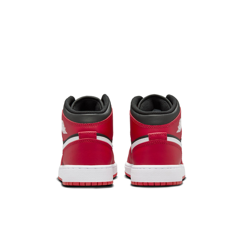 Air Jordan 1 Mid Big Kids' Shoes (GS) 'Black/White/Red'