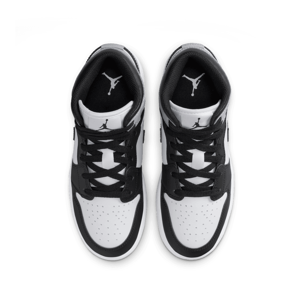 Air Jordan 1 Mid Big Kids' Shoes (GS) 'White/Black/Grey'