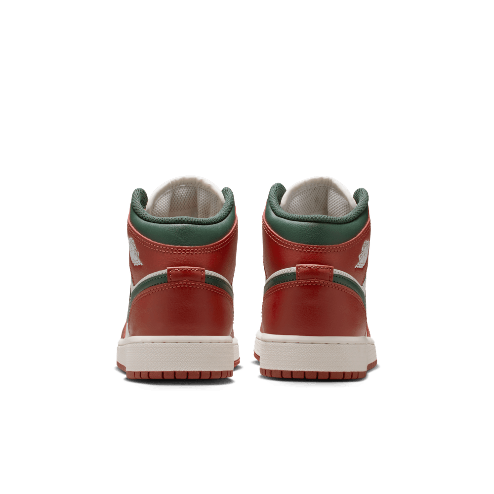 Air Jordan 1 Mid Big Kids' Shoes (GS) 'Sail/Green/Redstone'
