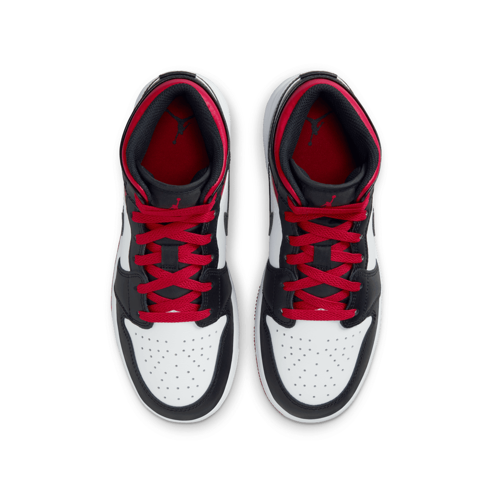 Air Jordan 1 Mid Big Kids' Shoes (GS) 'White/Red/Black'