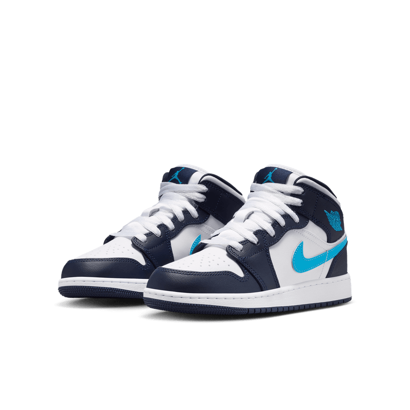 Air Jordan 1 Mid Big Kids' Shoes (GS) 'Obsidian/Powder Blue'