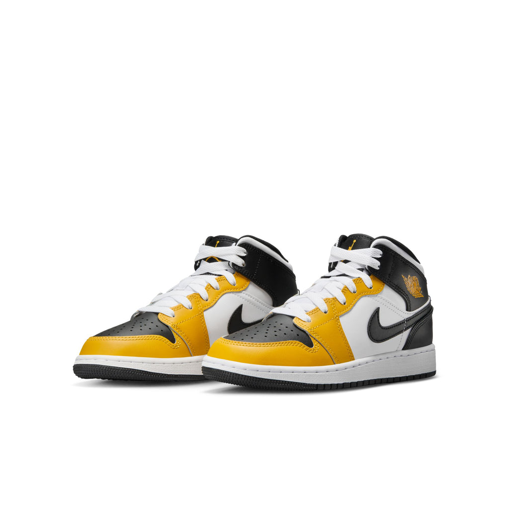 Air Jordan 1 Mid Big Kids' Shoes (GS) 'Yellow Ochre/Black/White'