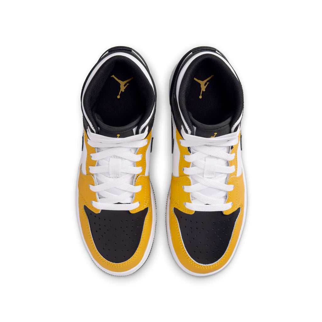 Air Jordan 1 Mid Big Kids' Shoes (GS) 'Yellow Ochre/Black/White'