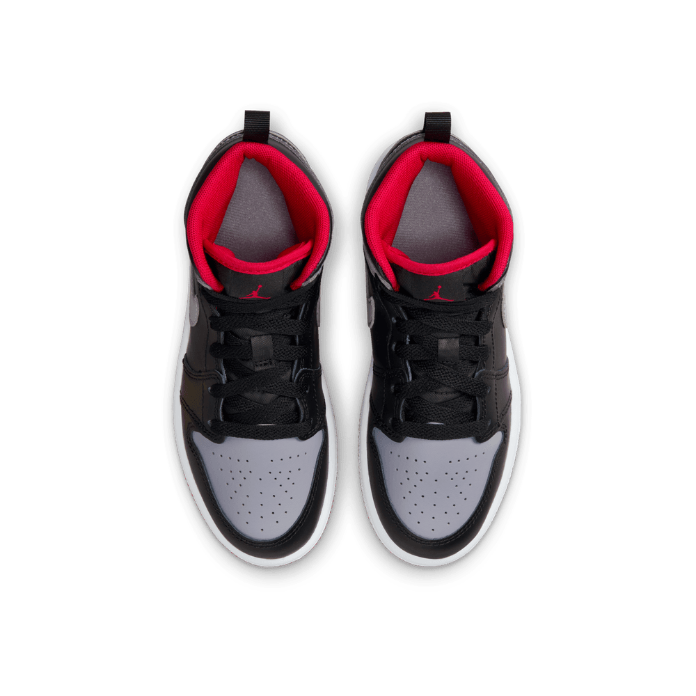 Jordan 1 Mid Little Kids' Shoes (PS) 'Black/Grey/Red'
