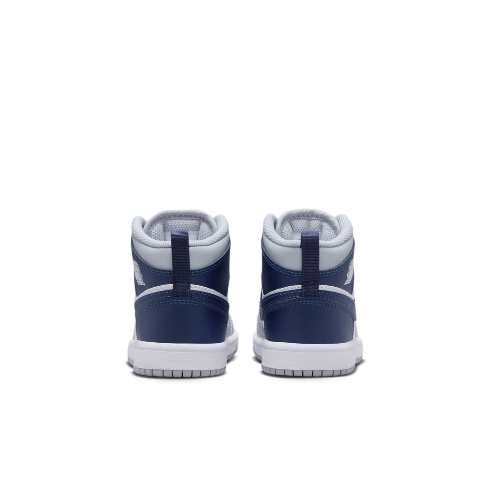 Jordan 1 Mid Little Kids' Shoes (PS) 'White/Navy/Wolf Grey'