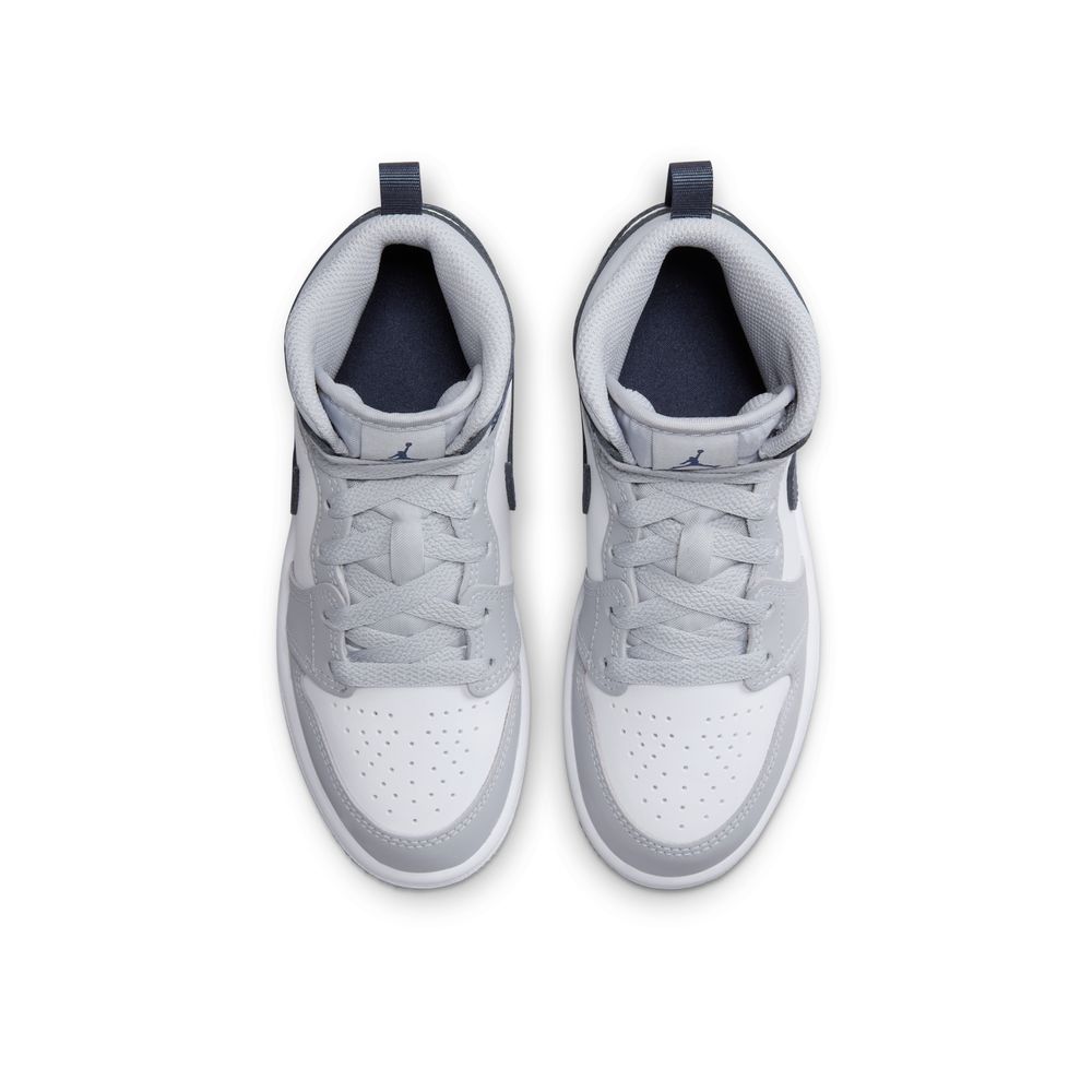 Jordan 1 Mid Little Kids' Shoes (PS) 'White/Navy/Wolf Grey'