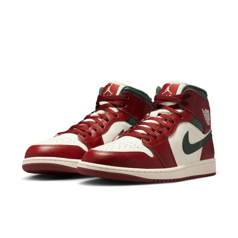 Air Jordan 1 Mid Men's Shoes 'Sail/Green/Redstone'