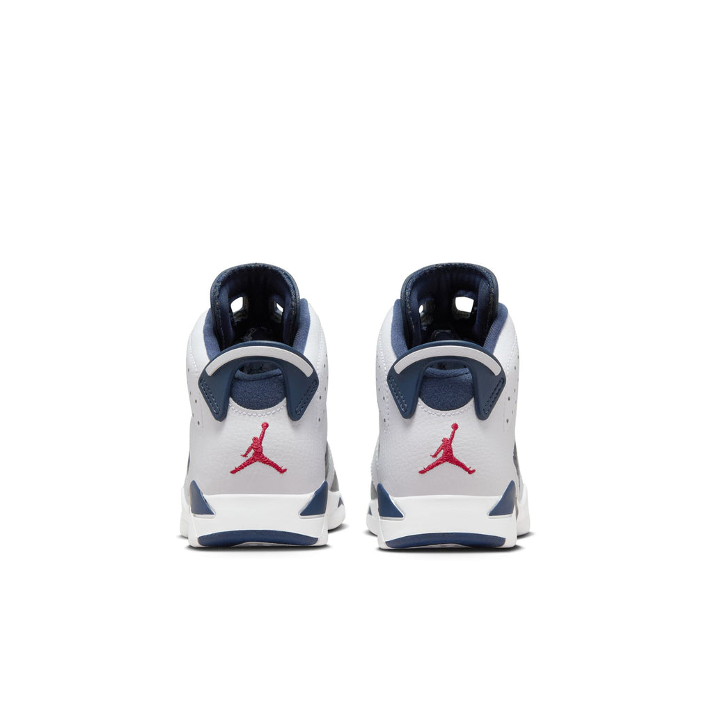 Jordan 6 Retro "White and Midnight Navy" Little Kids' Shoes (PS) 'White/Navy/Red'