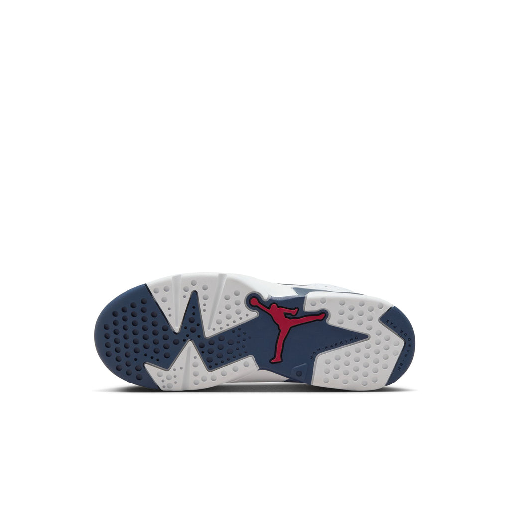 Jordan 6 Retro "White and Midnight Navy" Little Kids' Shoes (PS) 'White/Navy/Red'