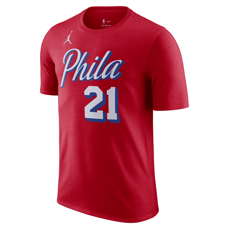 Joel Embiid Philadelphia 76ers Statement Edition Men's Jordan NBA T-Shirt 'Red'