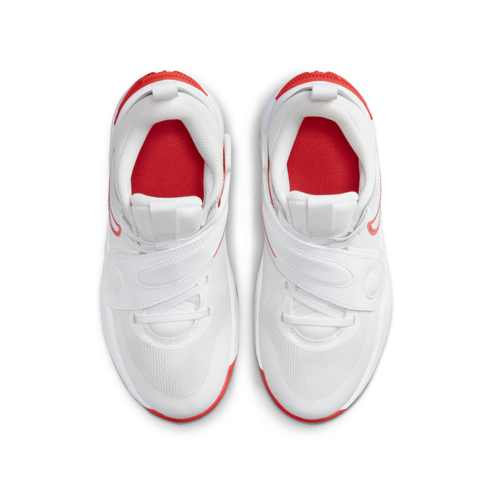 Nike Team Hustle D 11 Big Kids Basketball Shoes GS White Red Bouncewear
