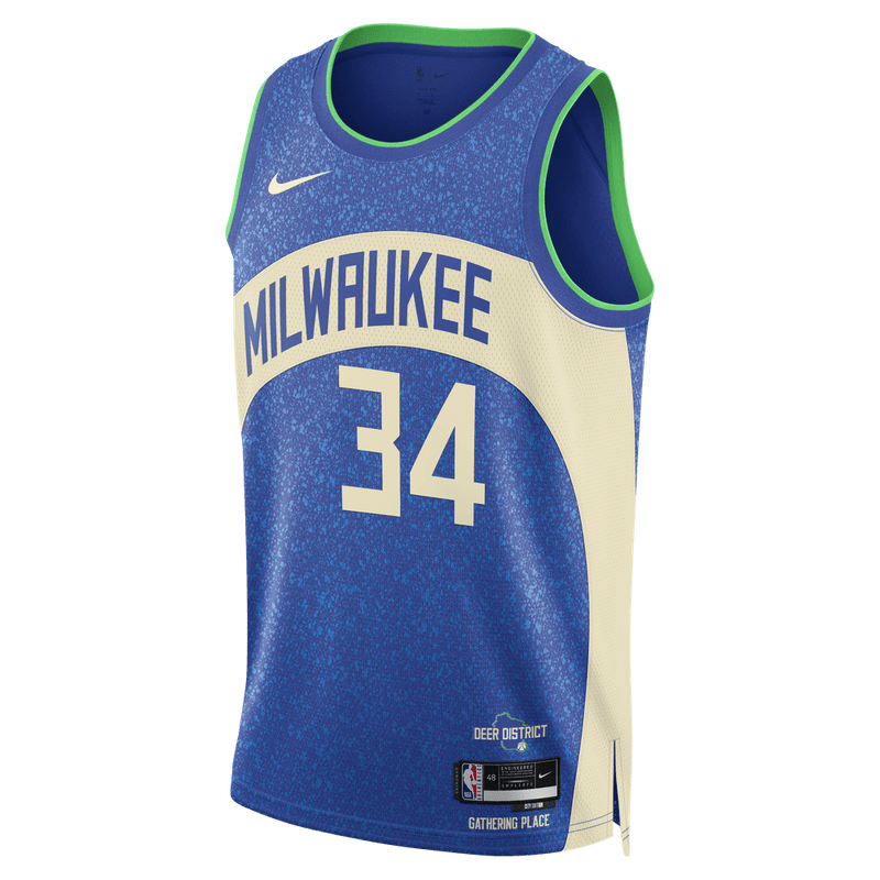 Giannis Antetokounmpo Milwaukee Bucks City Edition 2023/24 Men's Nike Dri-FIT NBA Swingman Jersey 'Blue'