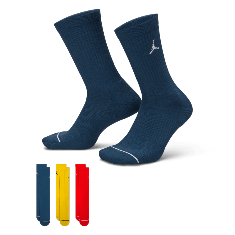 Jordan Everyday Crew Socks (3 pairs) 'Blue/Citron/Red'