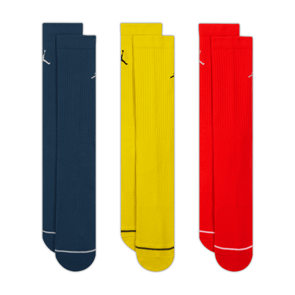 Jordan Everyday Crew Socks (3 pairs) 'Blue/Citron/Red'