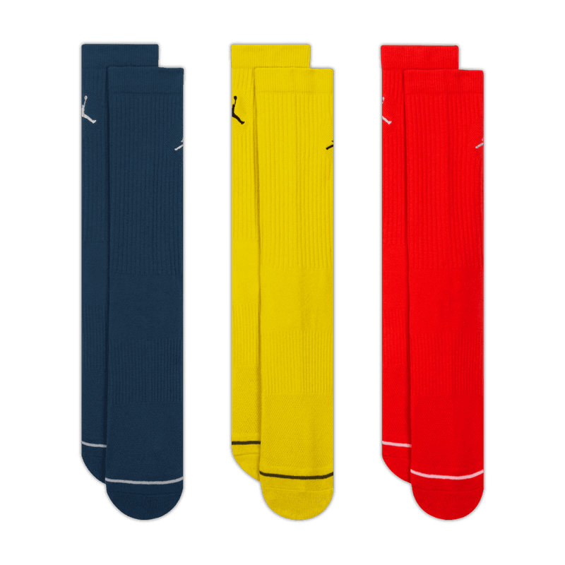 Jordan Everyday Crew Socks (3 pairs) 'Blue/Citron/Red'