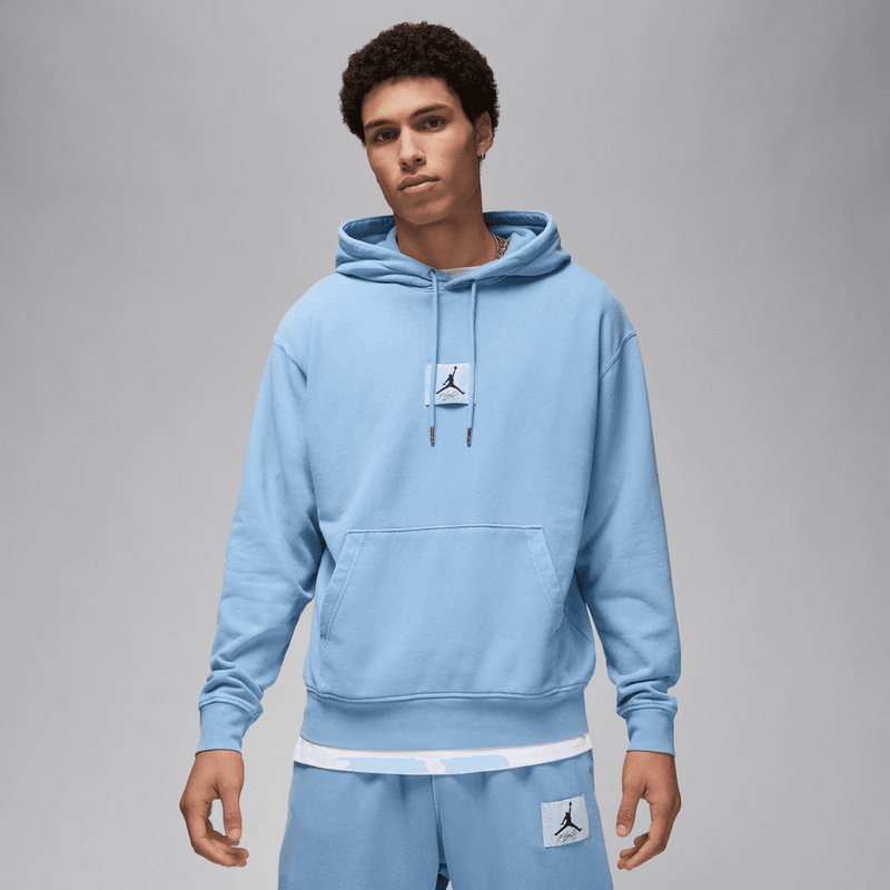 Jordan Essentials Men's Statement Fleece Washed Pullover Hoodie 'Blue Grey'